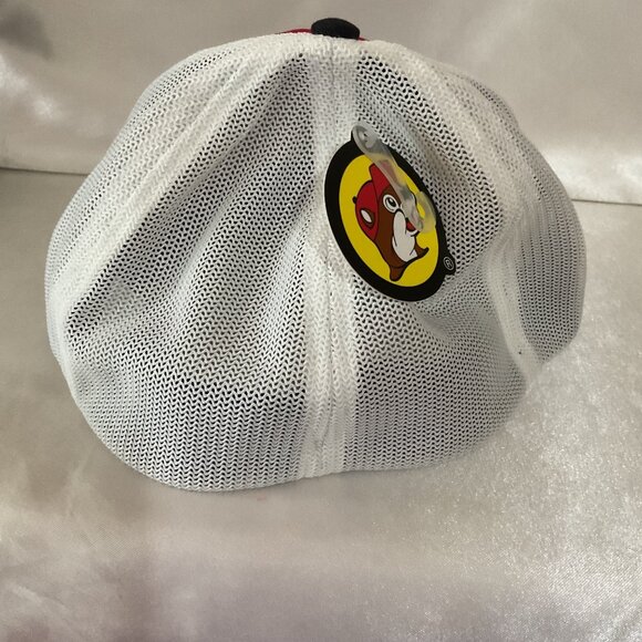 Buc-Ees Red White & Blue Adjustable Mesh Trucker Hat With Logo Patch & Structure - Picture 3 of 5